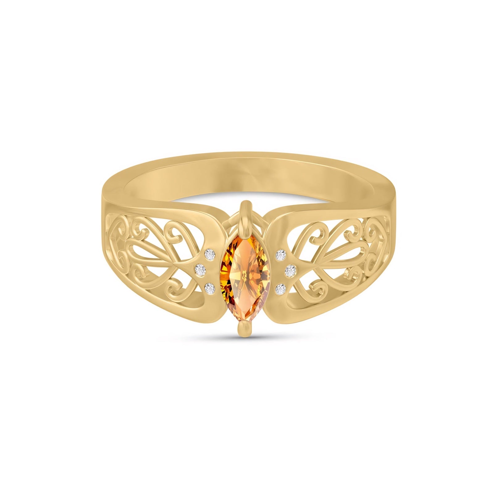 Yellow Gold Petal Ring Peridot 10K — Penelope