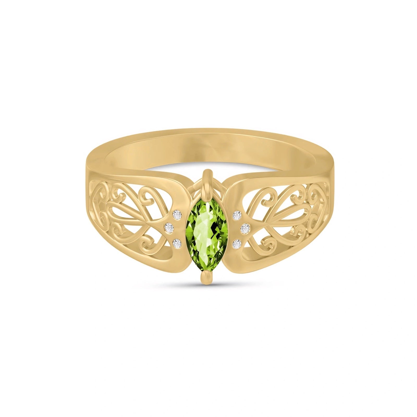Yellow Gold Petal Ring Peridot 10K — Penelope