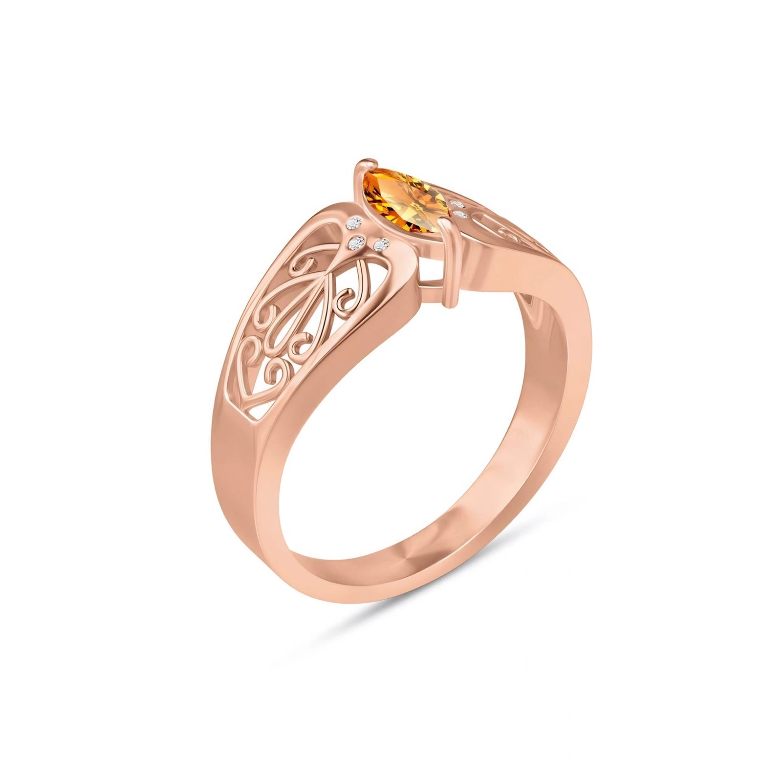Rose Gold Petal Ring Citrine 10K — Penelope