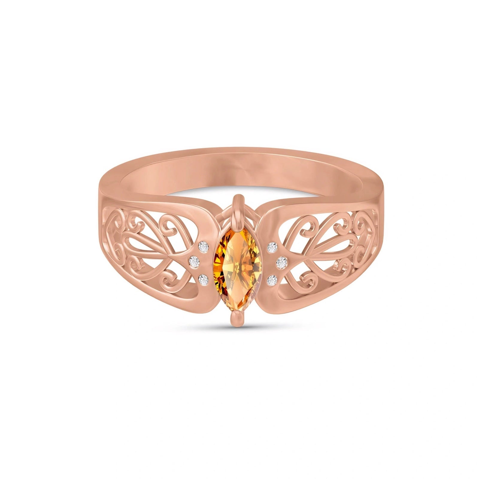 Rose Gold Petal Ring Citrine 10K — Penelope