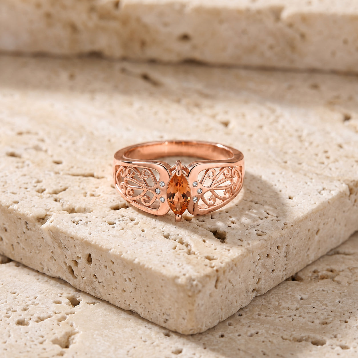 Rose Gold Petal Ring Citrine 10K — Penelope