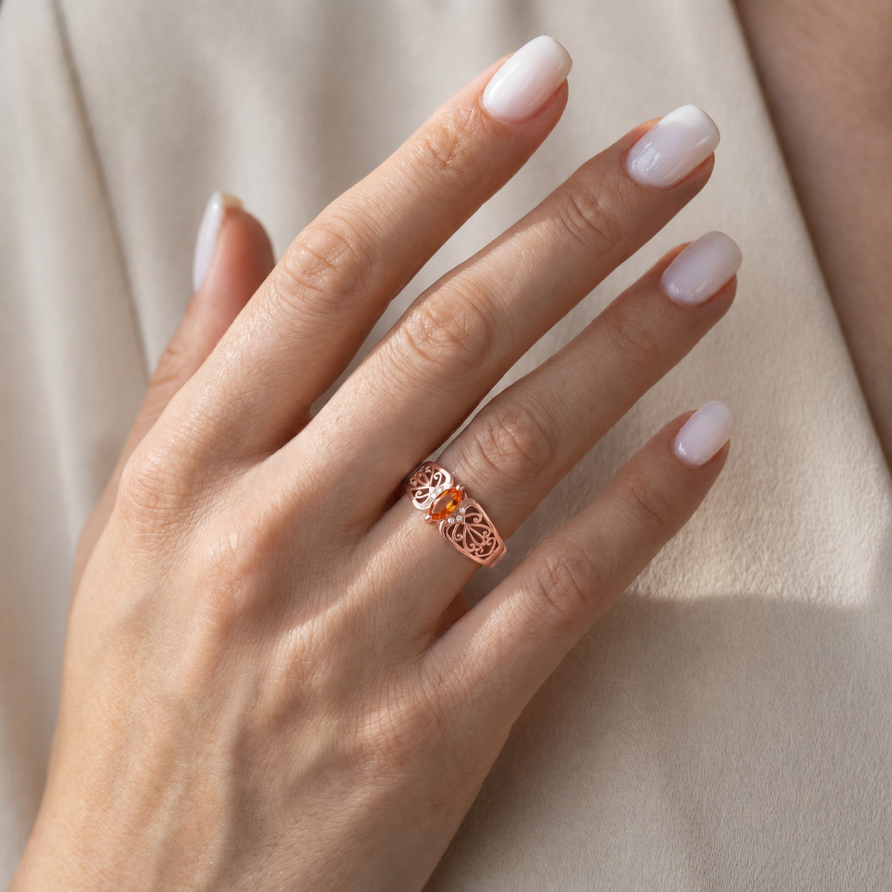 Rose Gold Petal Ring Citrine 10K — Penelope