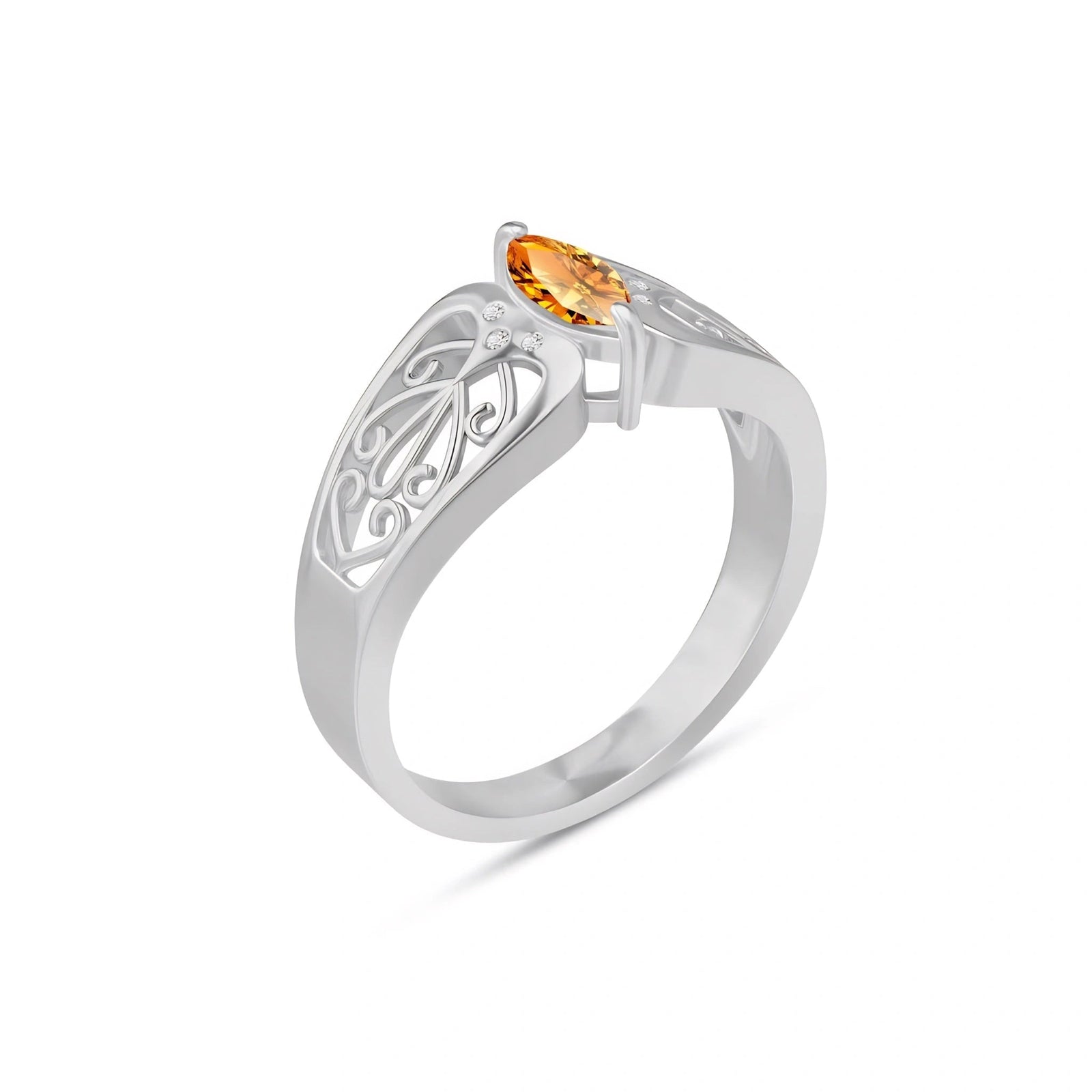 White Gold Petal Ring Citrine 10K — Penelope