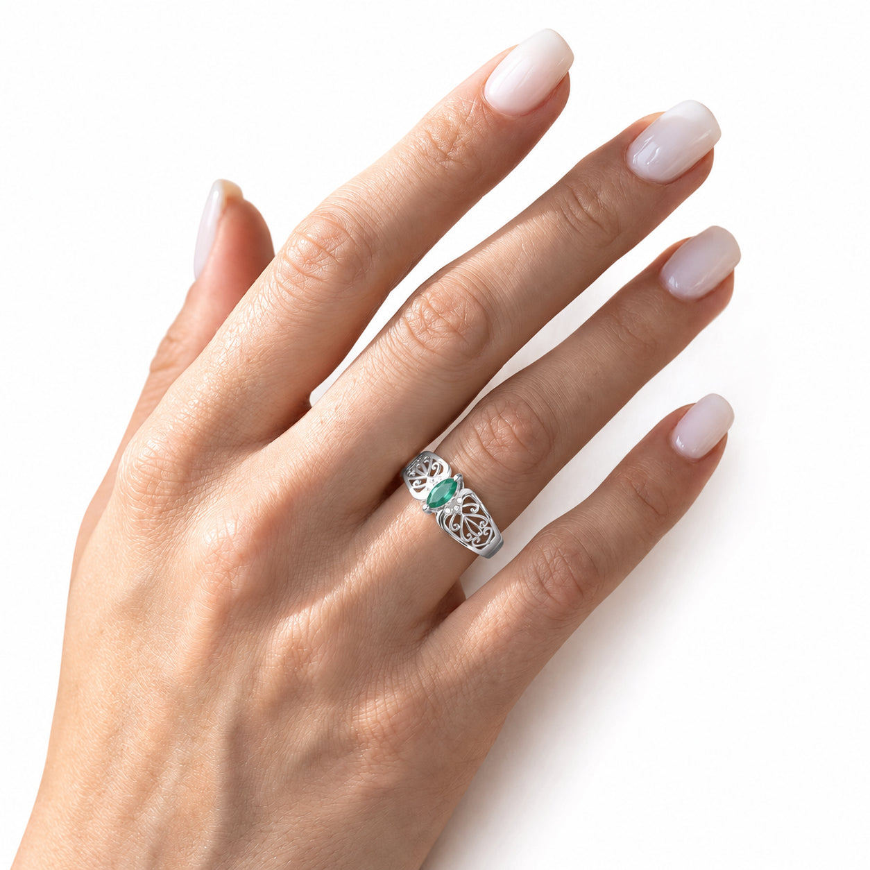 White Gold Petal Ring Citrine 10K — Penelope