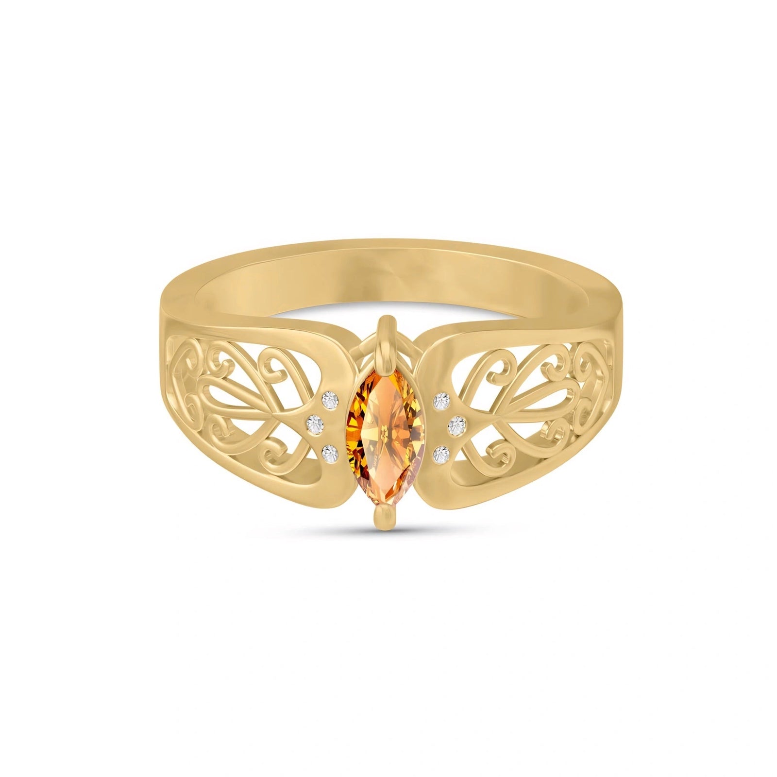 Yellow Gold Petal Ring Citrine 10K — Penelope