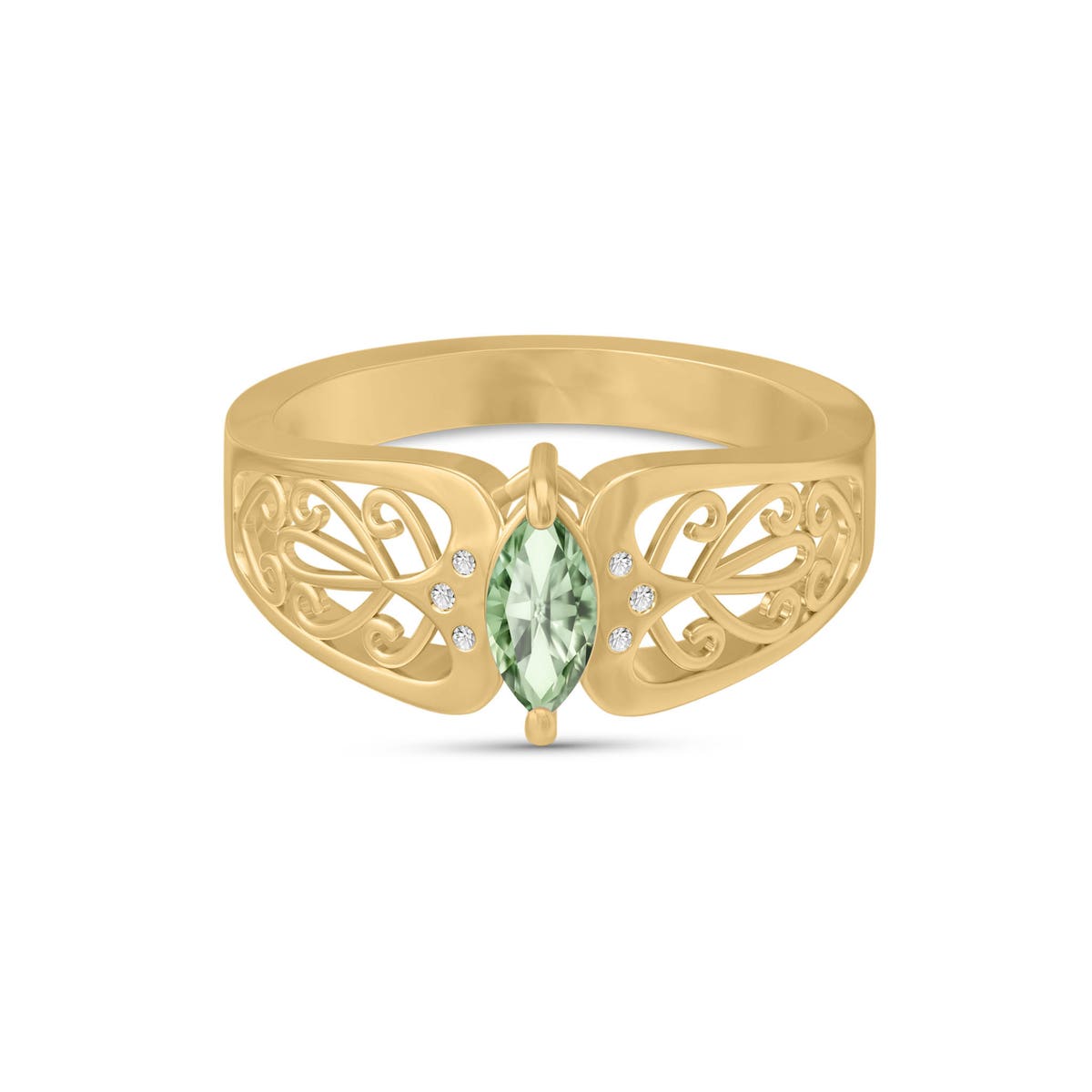 Yellow Gold Petal Ring Aquamarine 10K — Penelope