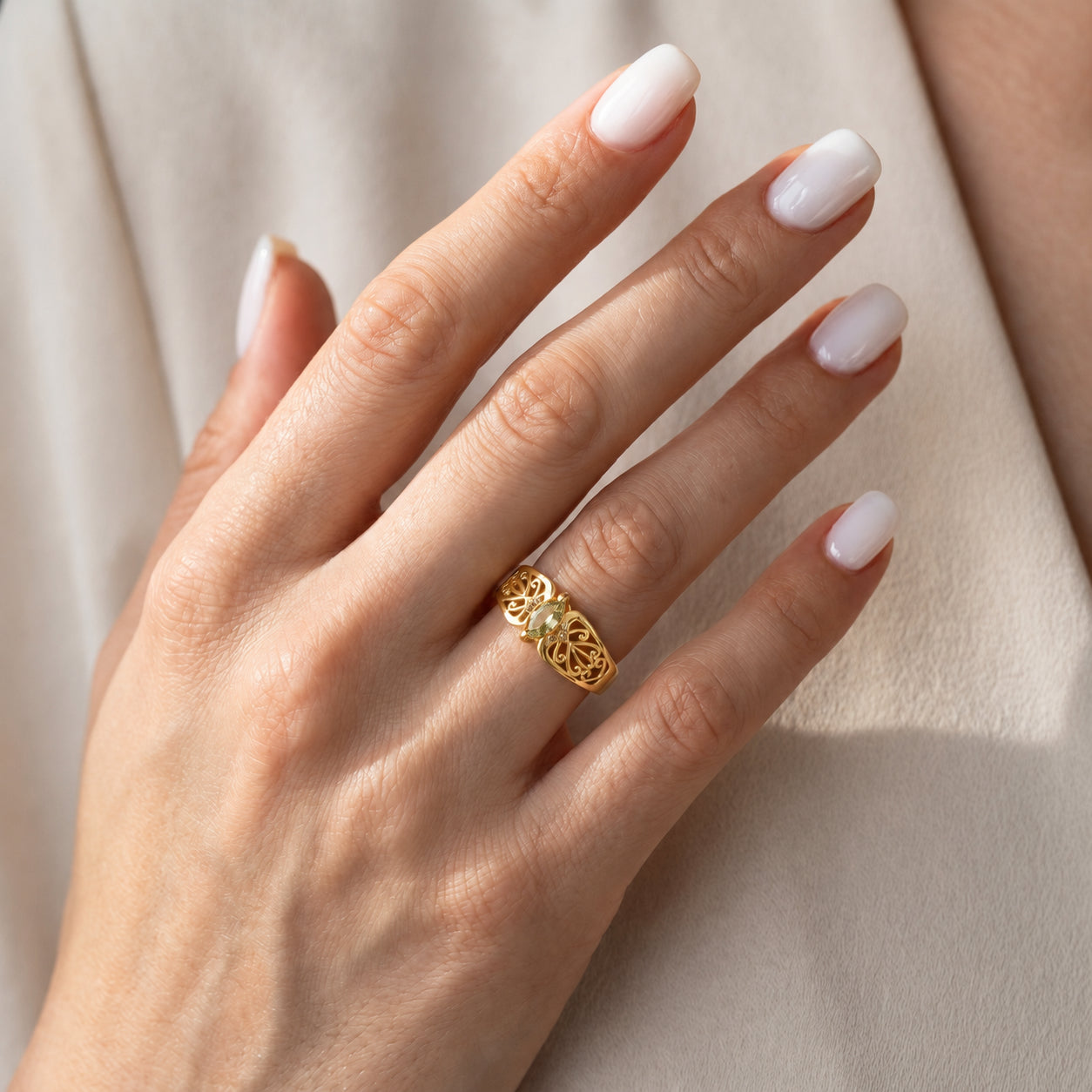 Yellow Gold Petal Ring Aquamarine 10K — Penelope
