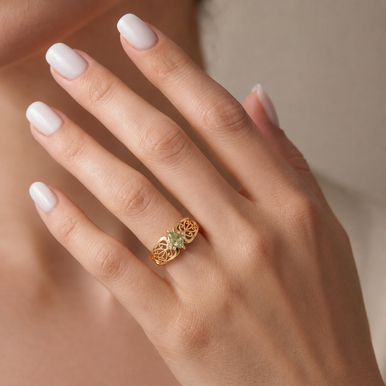 Yellow Gold Petal Ring Aquamarine 10K — Penelope