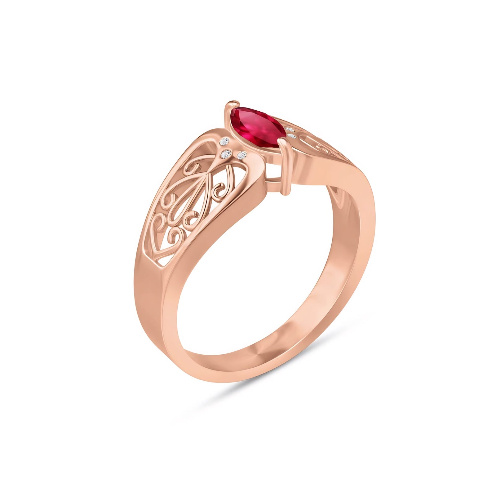 Rose Gold Petal Ring Ruby 10K — Penelope