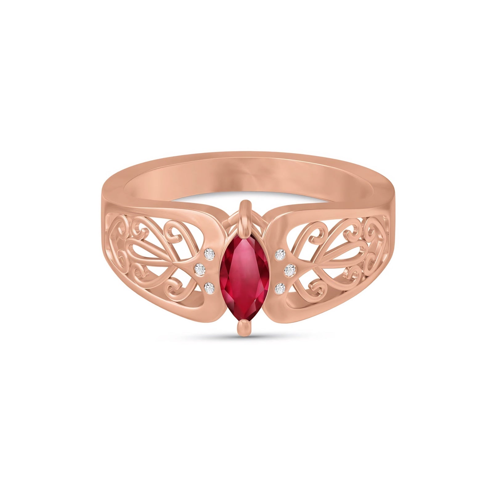 Rose Gold Petal Ring Ruby 10K — Penelope