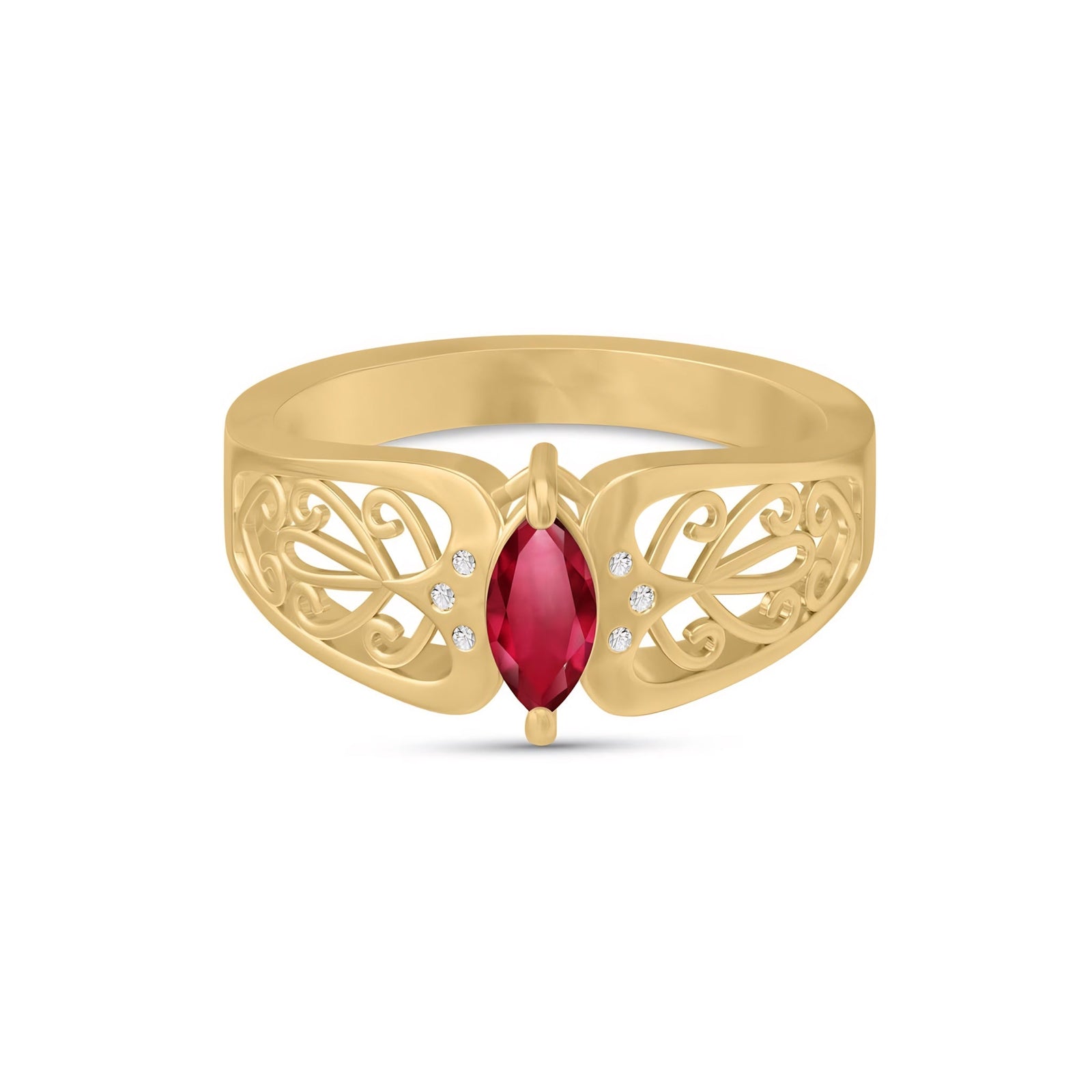 Yellow Gold Petal Ring Ruby 10K — Penelope
