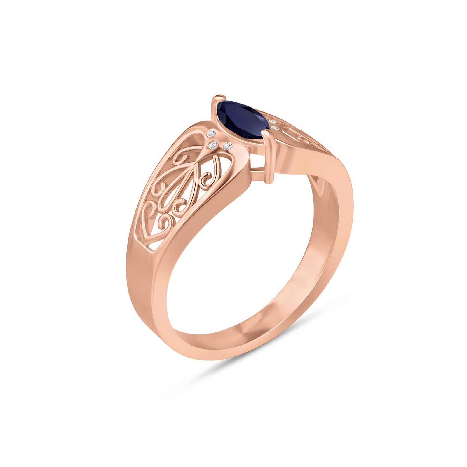 Rose Gold Petal Ring Sapphire 10K — Penelope