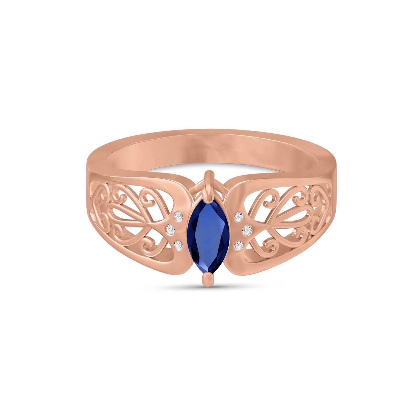 Rose Gold Petal Ring Sapphire 10K — Penelope