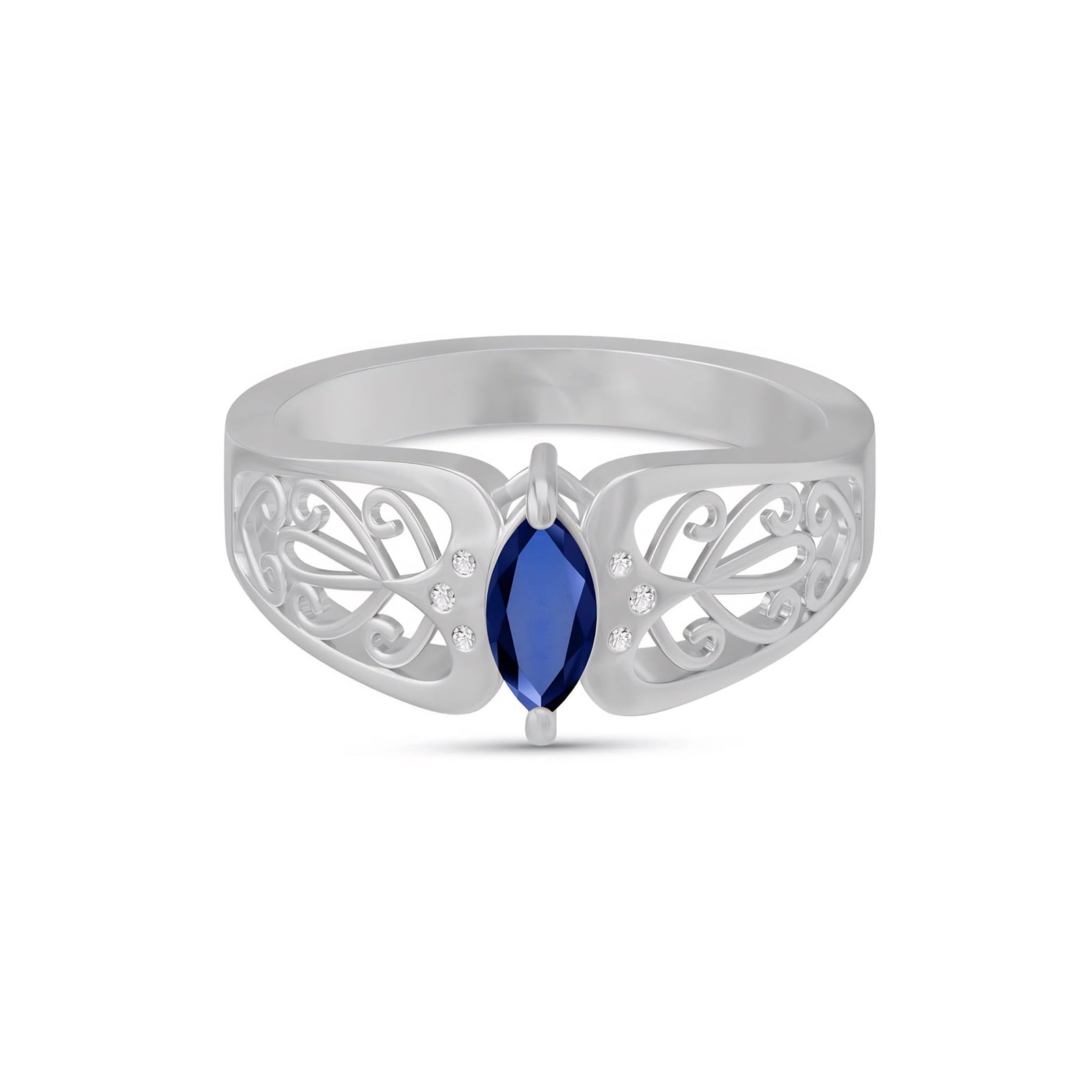 White Gold Petal Ring Sapphire 10K — Penelope