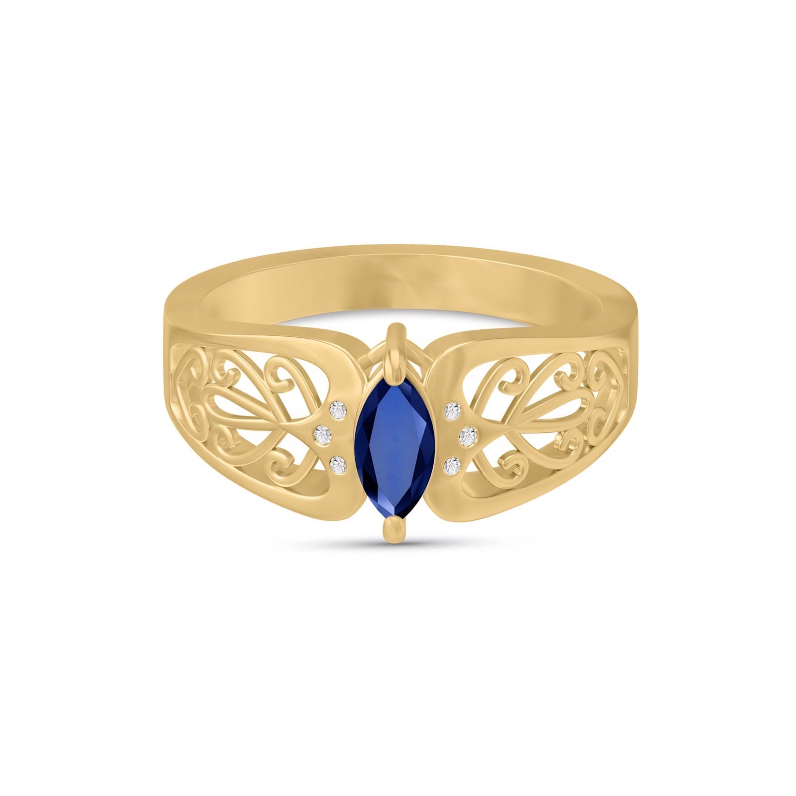 Yellow Gold Petal Ring Sapphire 10K — Penelope