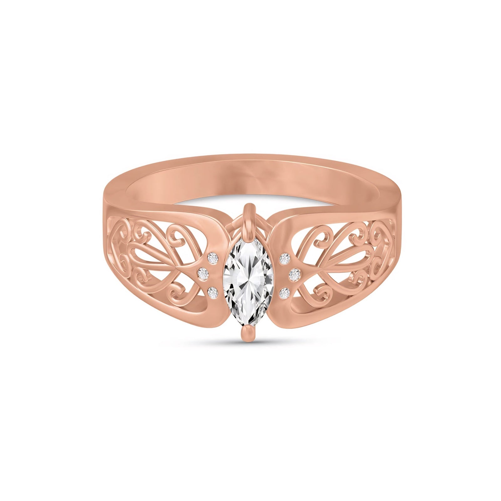 Rose Gold Petal Ring Emerald 10K — Penelope