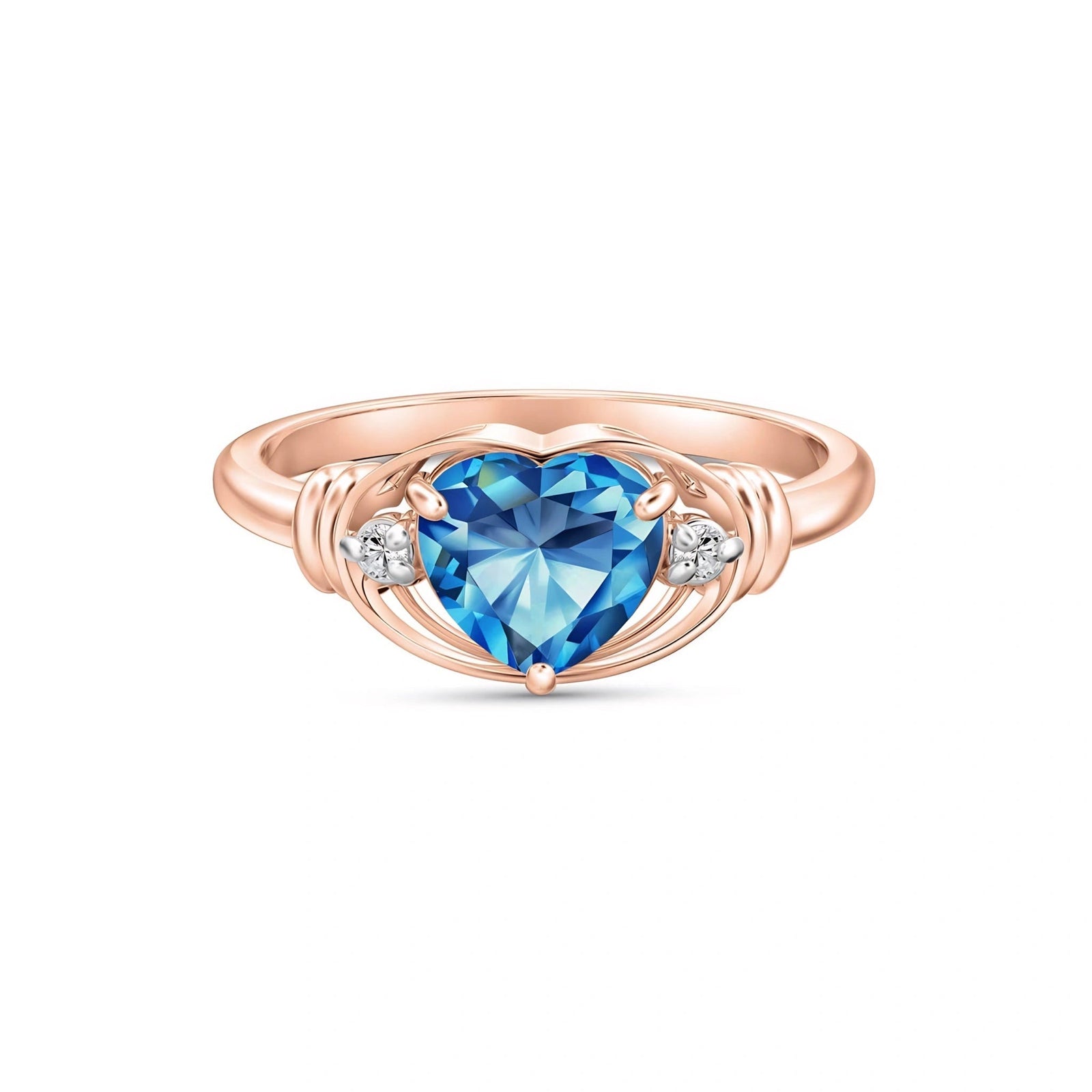 Rose Gold Belle Ring Blue Topaz 10K — Pierina