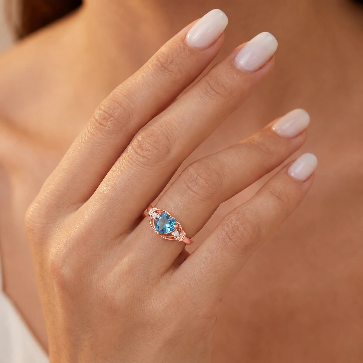 Rose Gold Belle Ring Blue Topaz 10K — Pierina