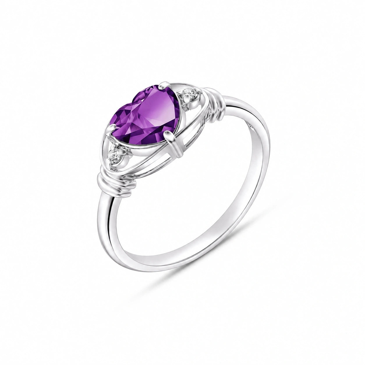 White Gold Belle Ring Amethyst 10K — Pierina