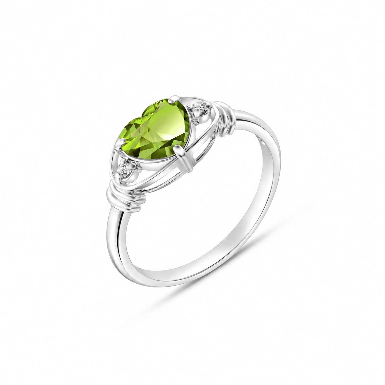 White Gold Belle Ring Peridot 10K — Pierina