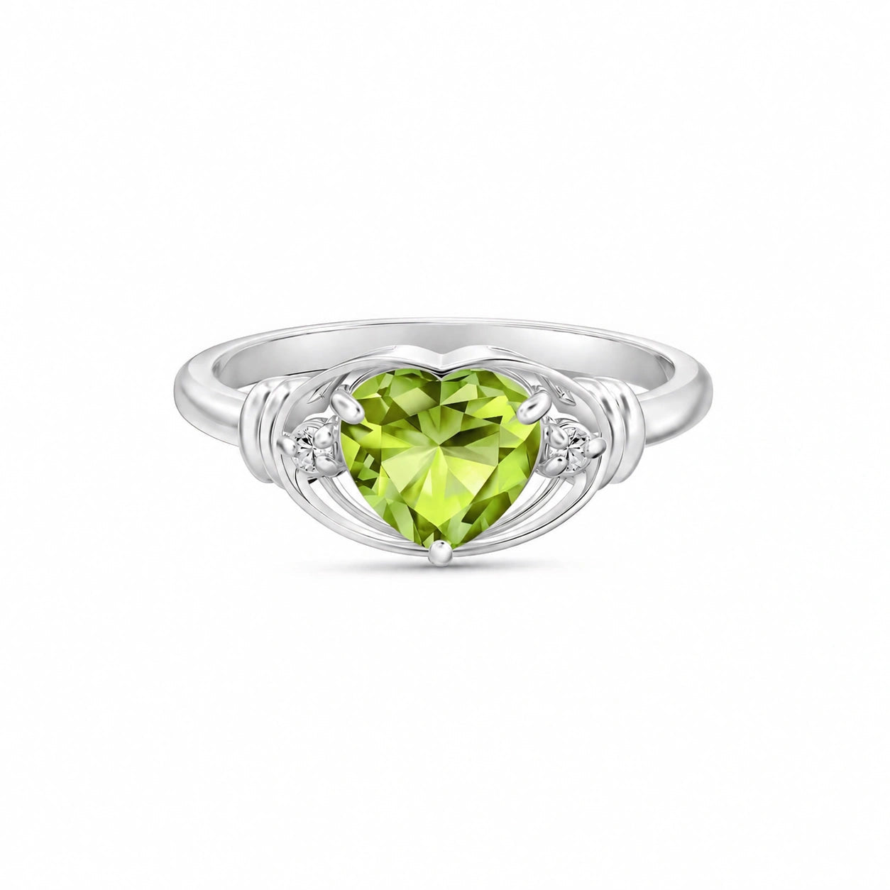 White Gold Belle Ring Peridot 10K — Pierina