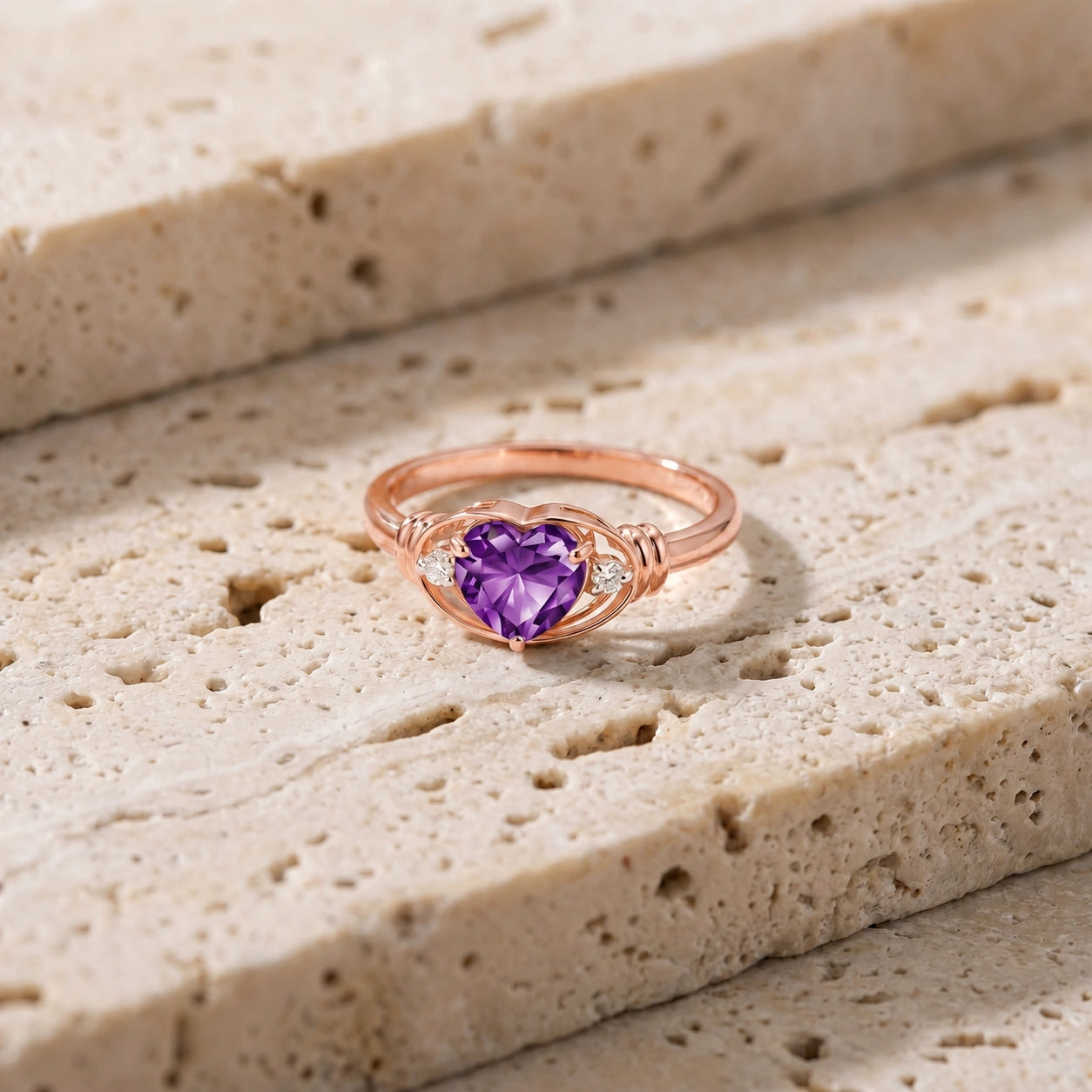 Rose Gold Diamond & Amethyst — Ortensia