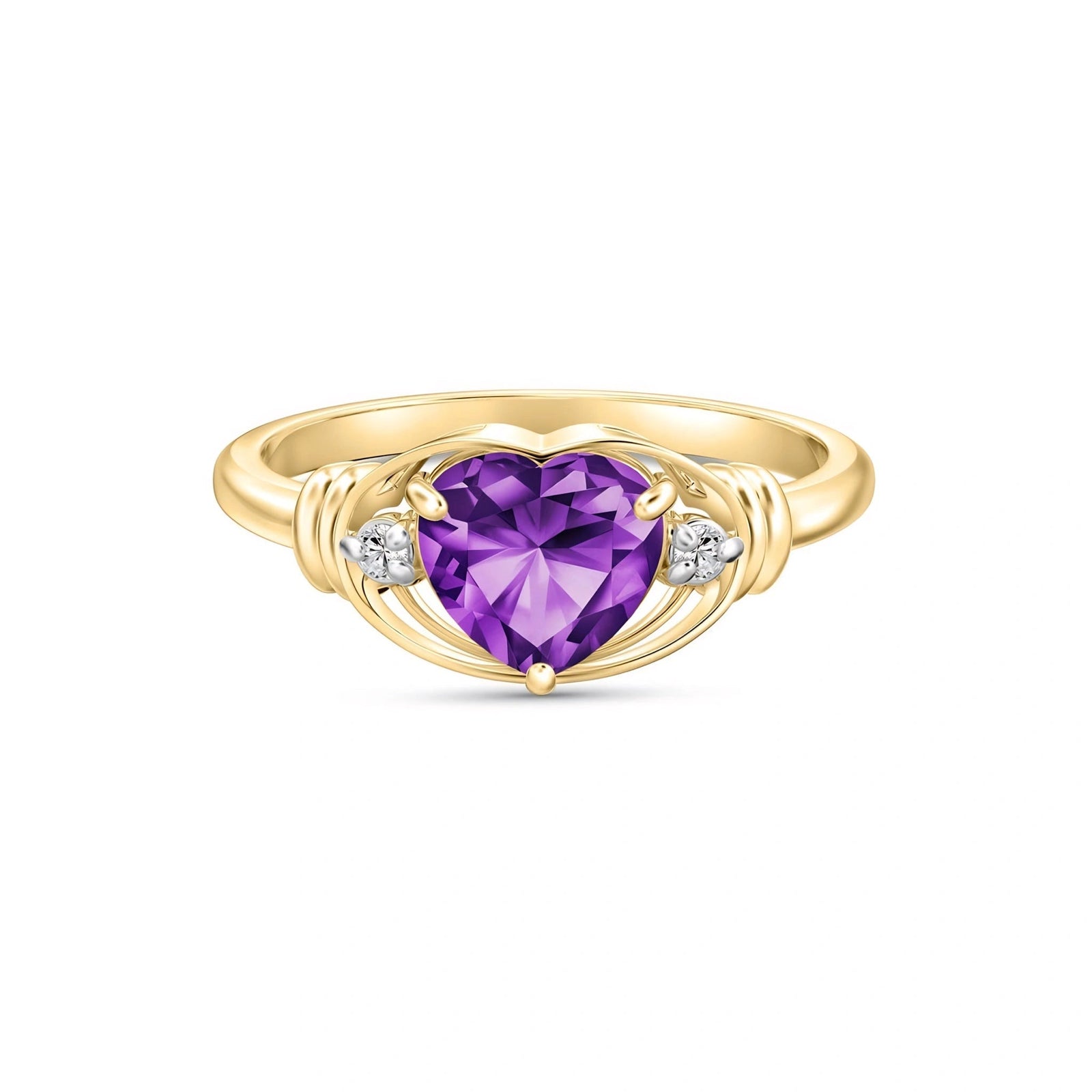 Yellow Gold Diamond & Amethyst — Ortensia