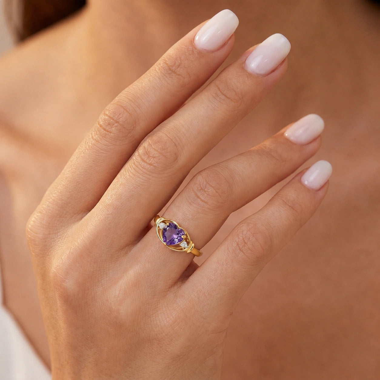 Yellow Gold Diamond & Amethyst — Ortensia
