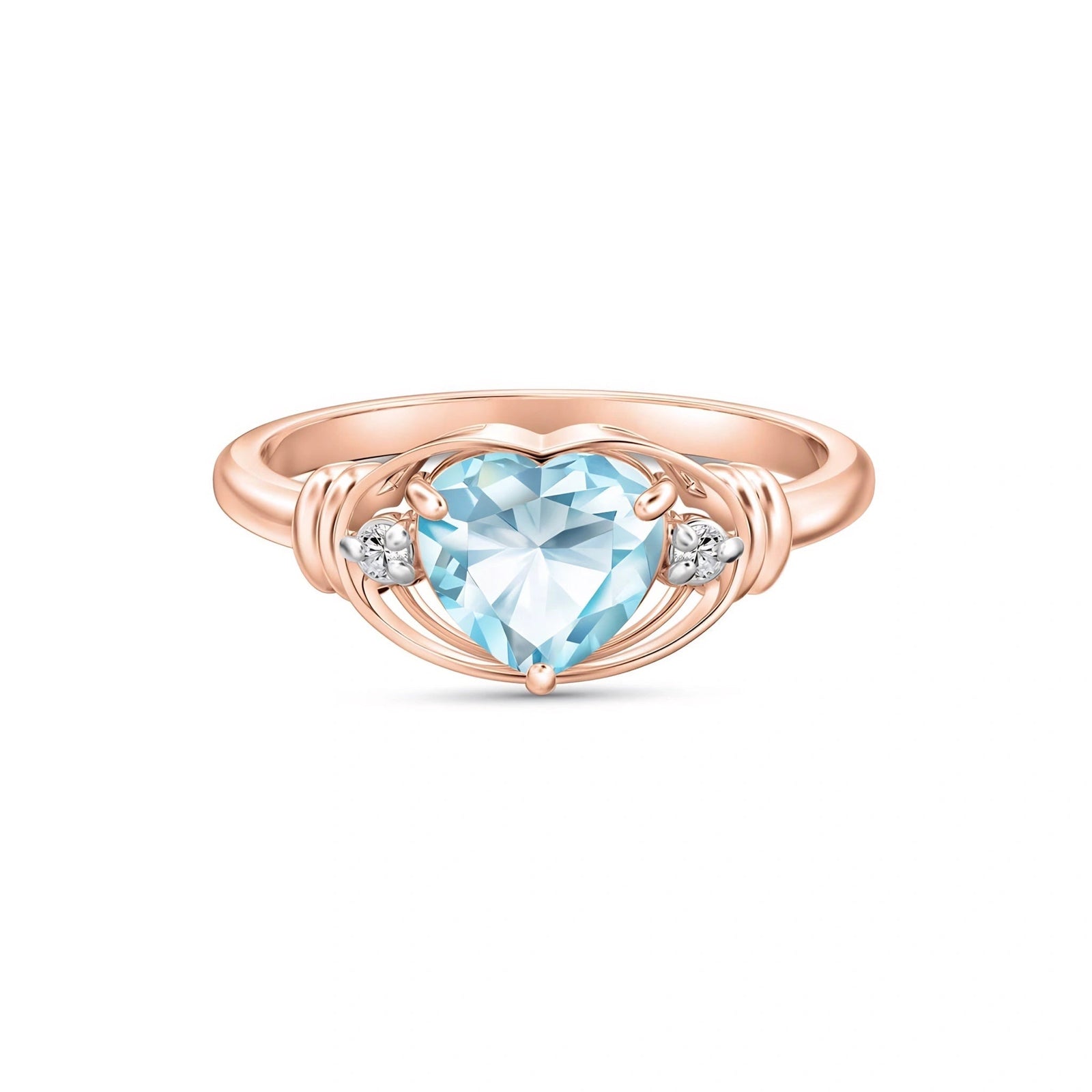 Rose Gold Diamond & Aquamarine — Ortensia