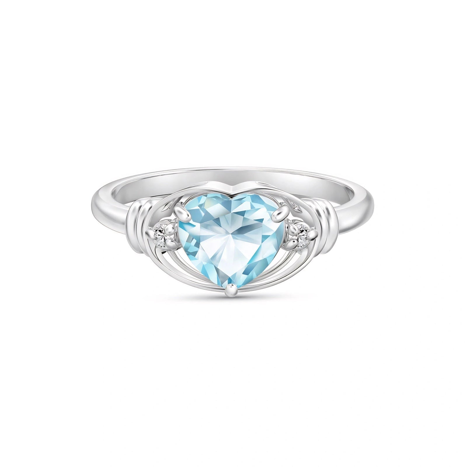 White Gold Diamond & Aquamarine — Ortensia