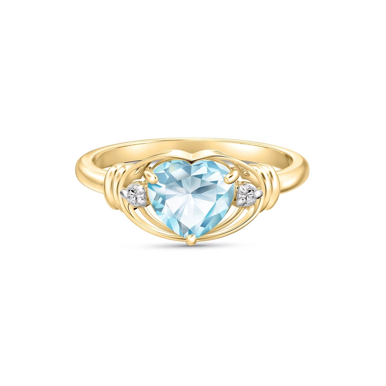 Yellow Gold Diamond & Aquamarine — Ortensia