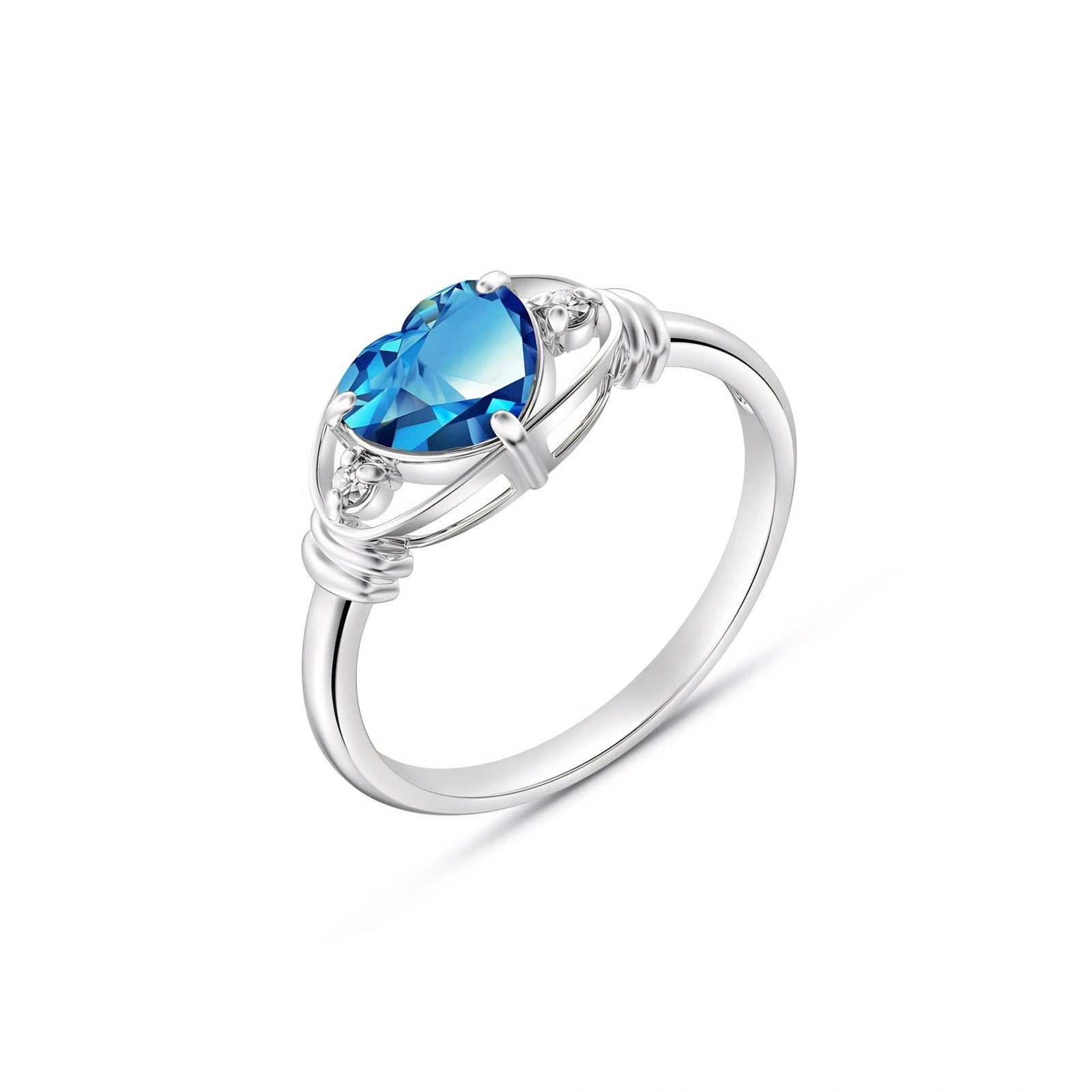 White Gold Diamond & Blue Topaz — Ortensia