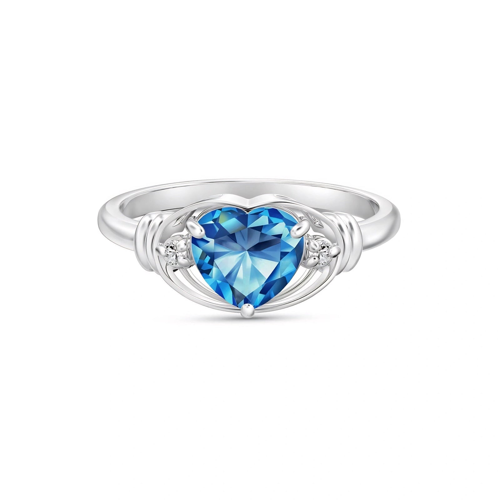 White Gold Diamond & Blue Topaz — Ortensia