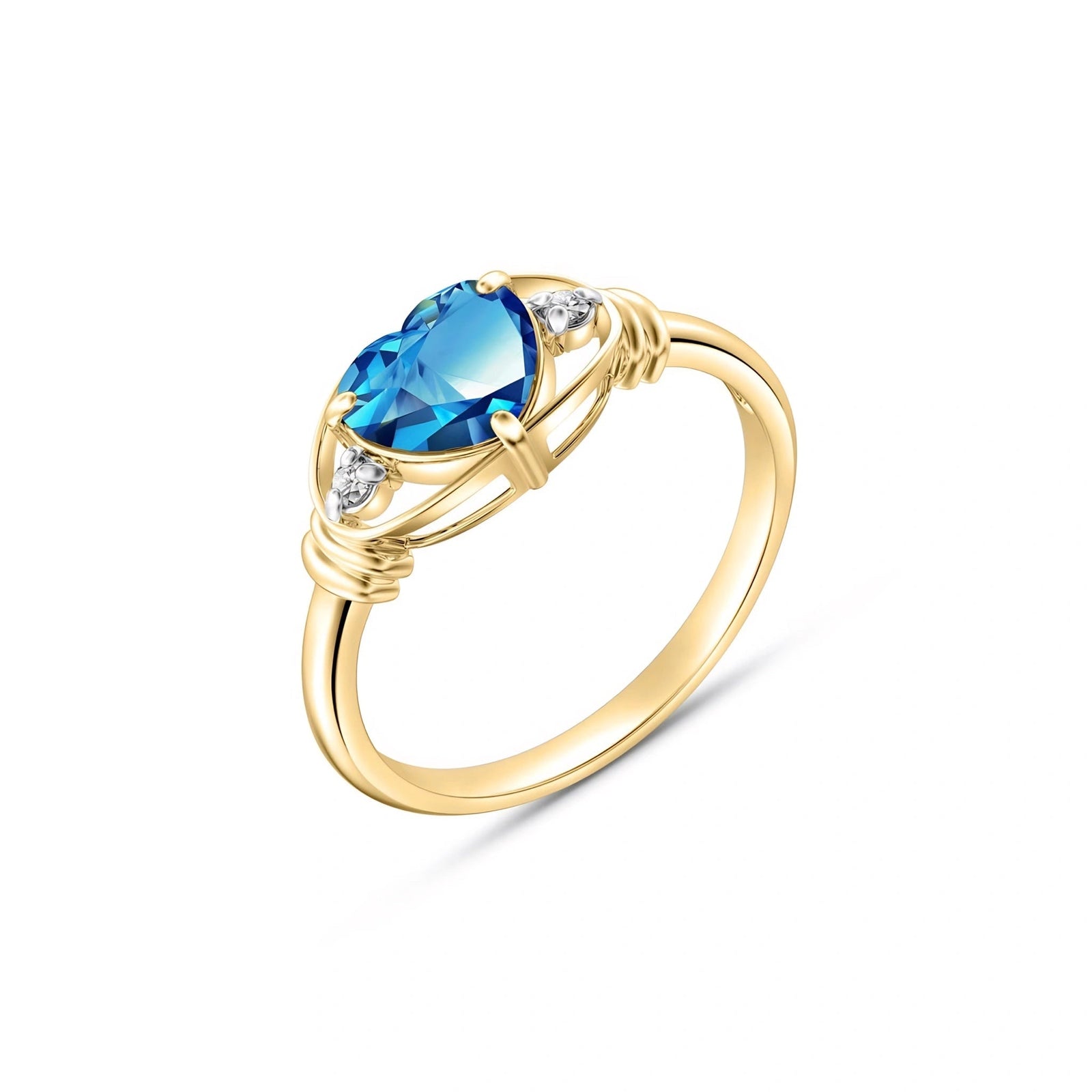Yellow Gold Diamond & Blue Topaz — Ortensia