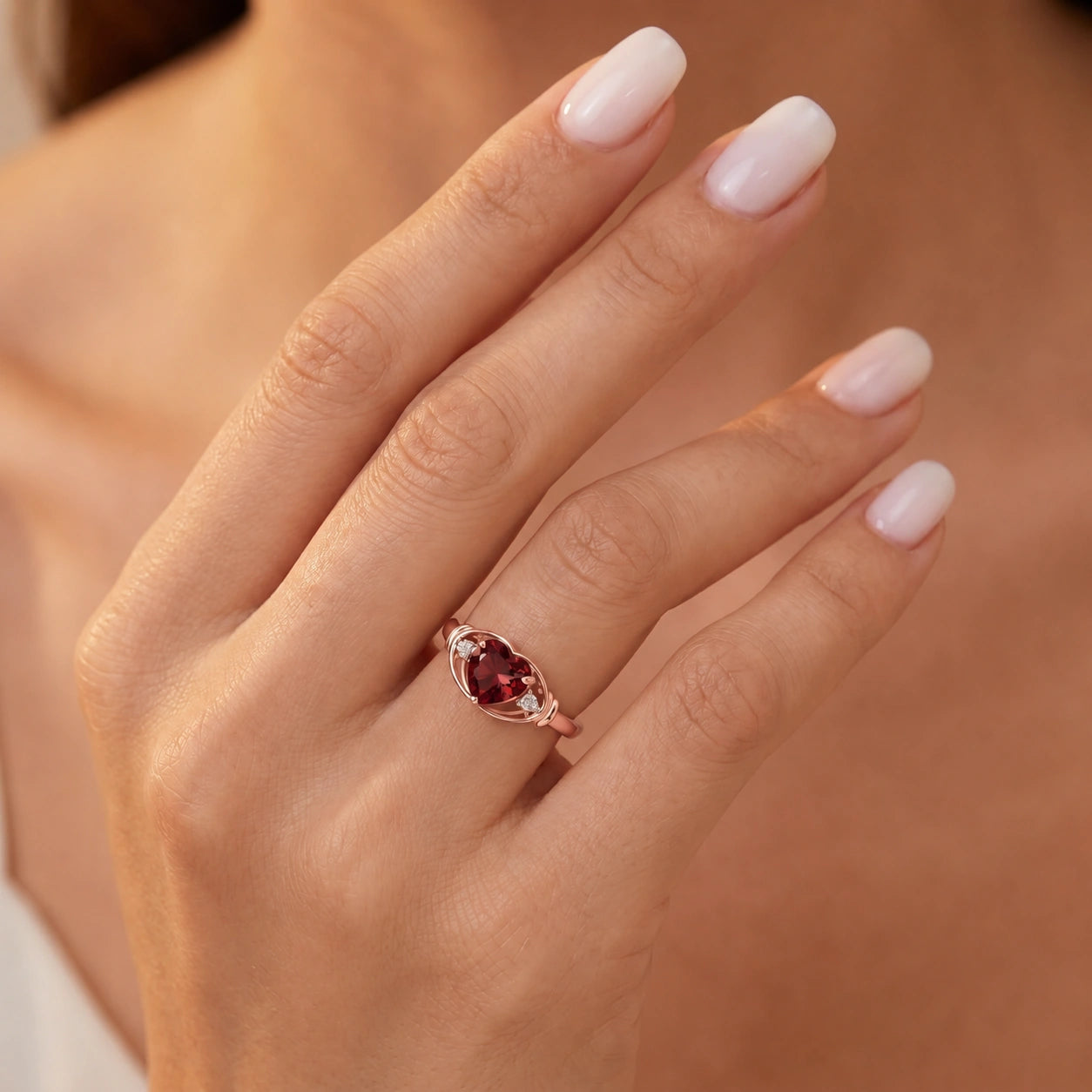 Rose Gold Diamond & Garnet — Ortensia