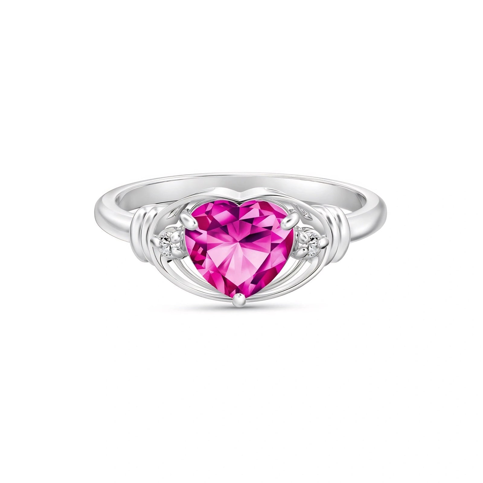 White Gold Diamond & Pink Topaz — Ortensia