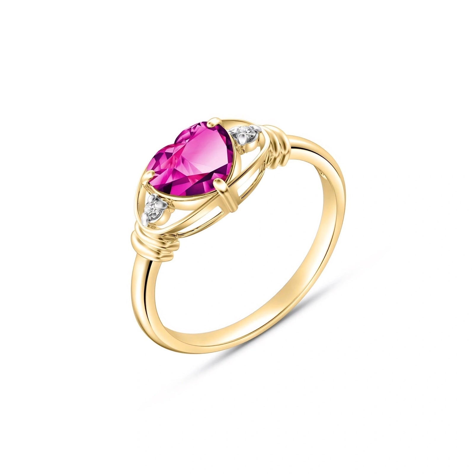 Yellow Gold Diamond & Pink Topaz — Ortensia