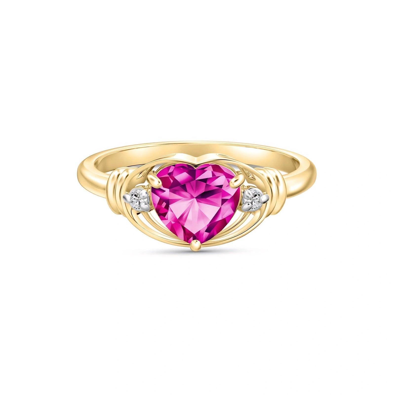 Yellow Gold Diamond & Pink Topaz — Ortensia