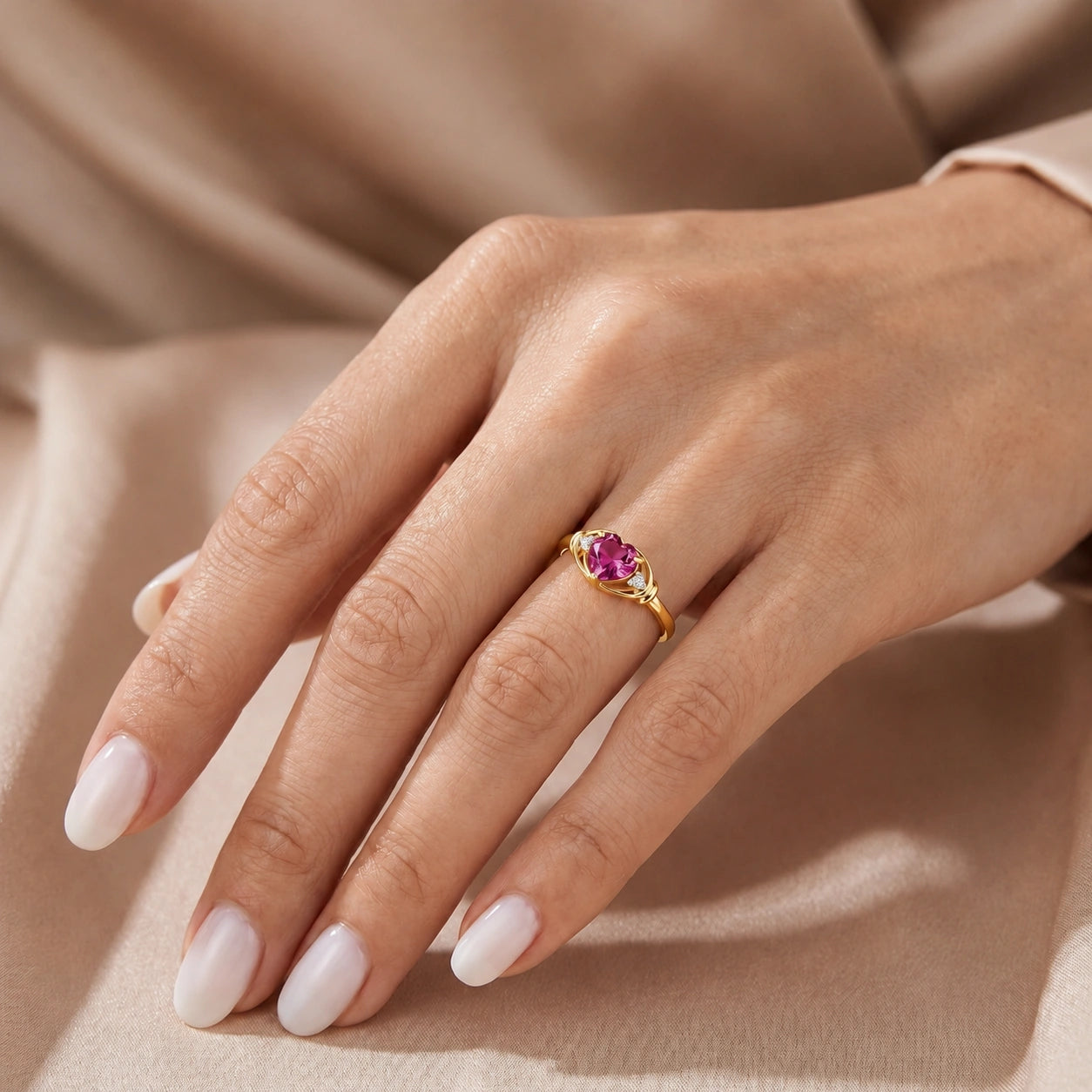 Yellow Gold Diamond & Pink Topaz — Ortensia