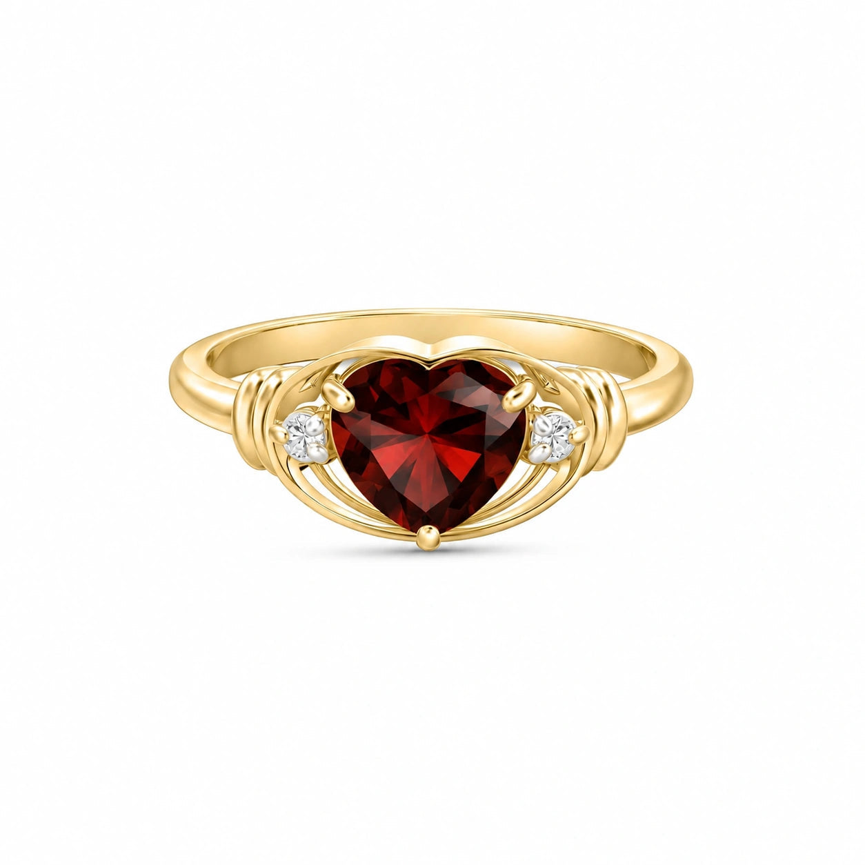 Yellow Gold Belle Ring Garnet 10K — Pierina