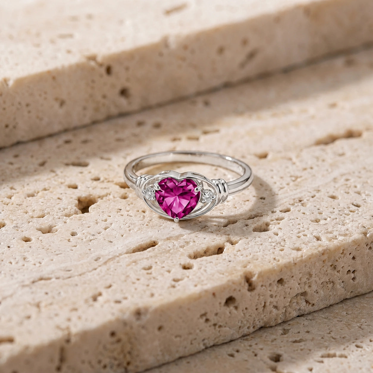 White Gold Belle Ring Pink Topaz 10K — Pierina