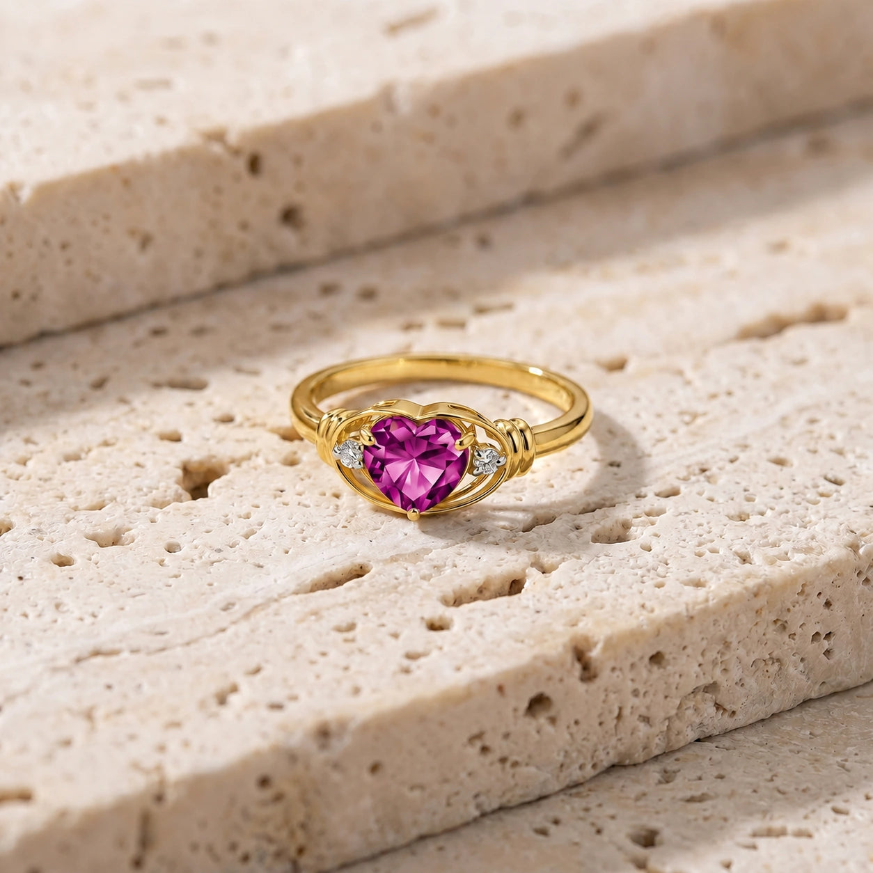 Yellow Gold Belle Ring Pink Topaz 10K — Pierina