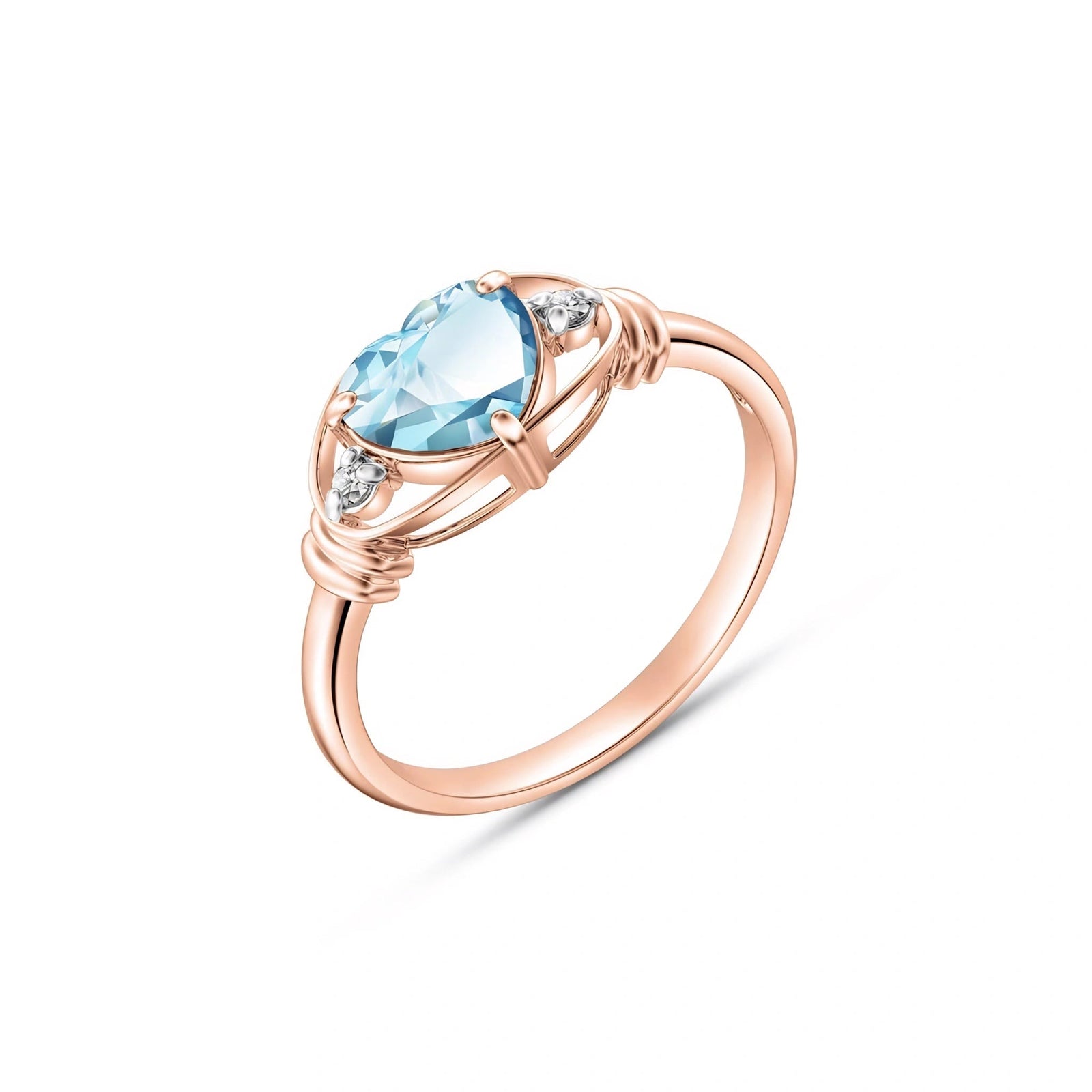 Rose Gold Belle Ring Aquamarine 10K — Pierina
