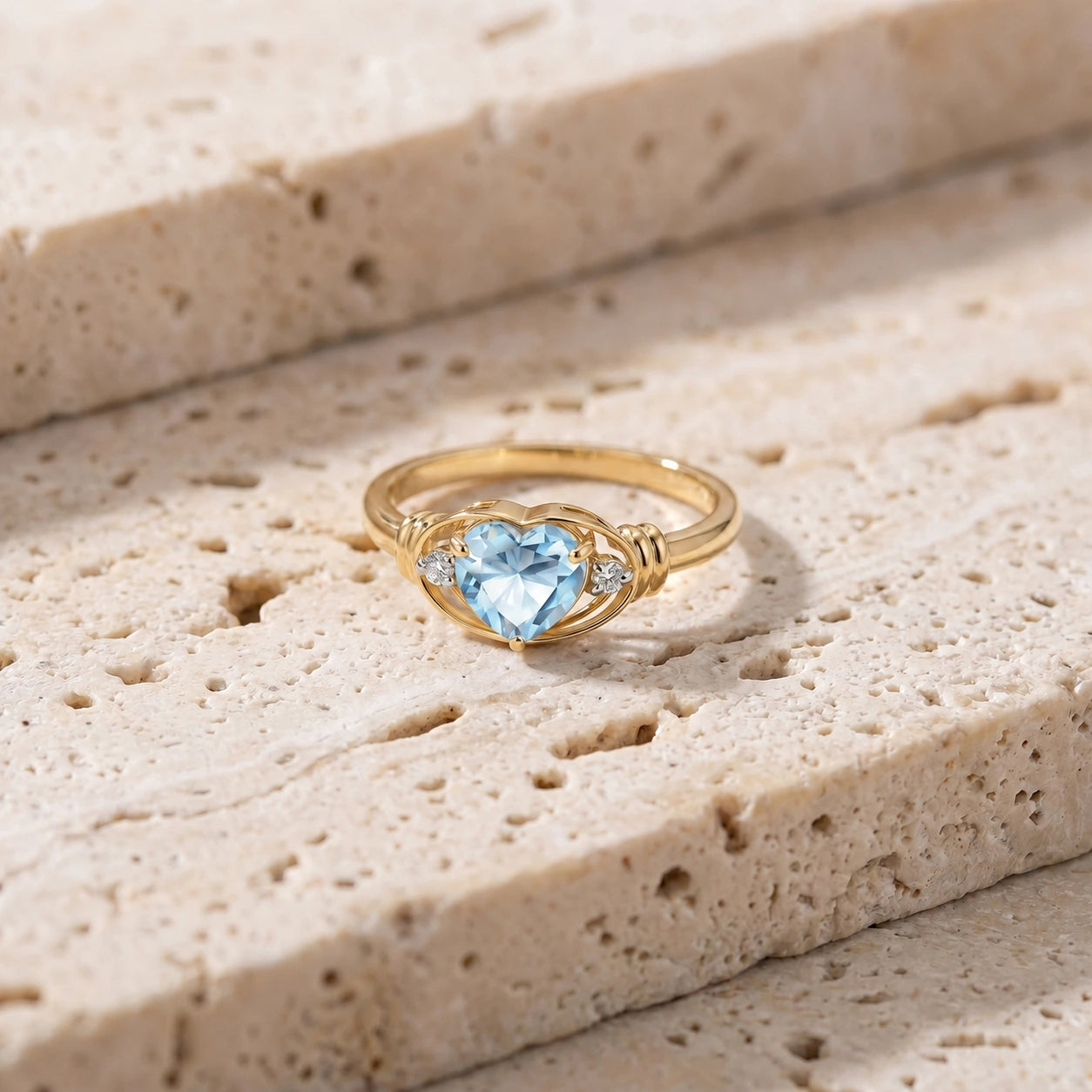 Yellow Gold Belle Ring Aquamarine 10K — Pierina