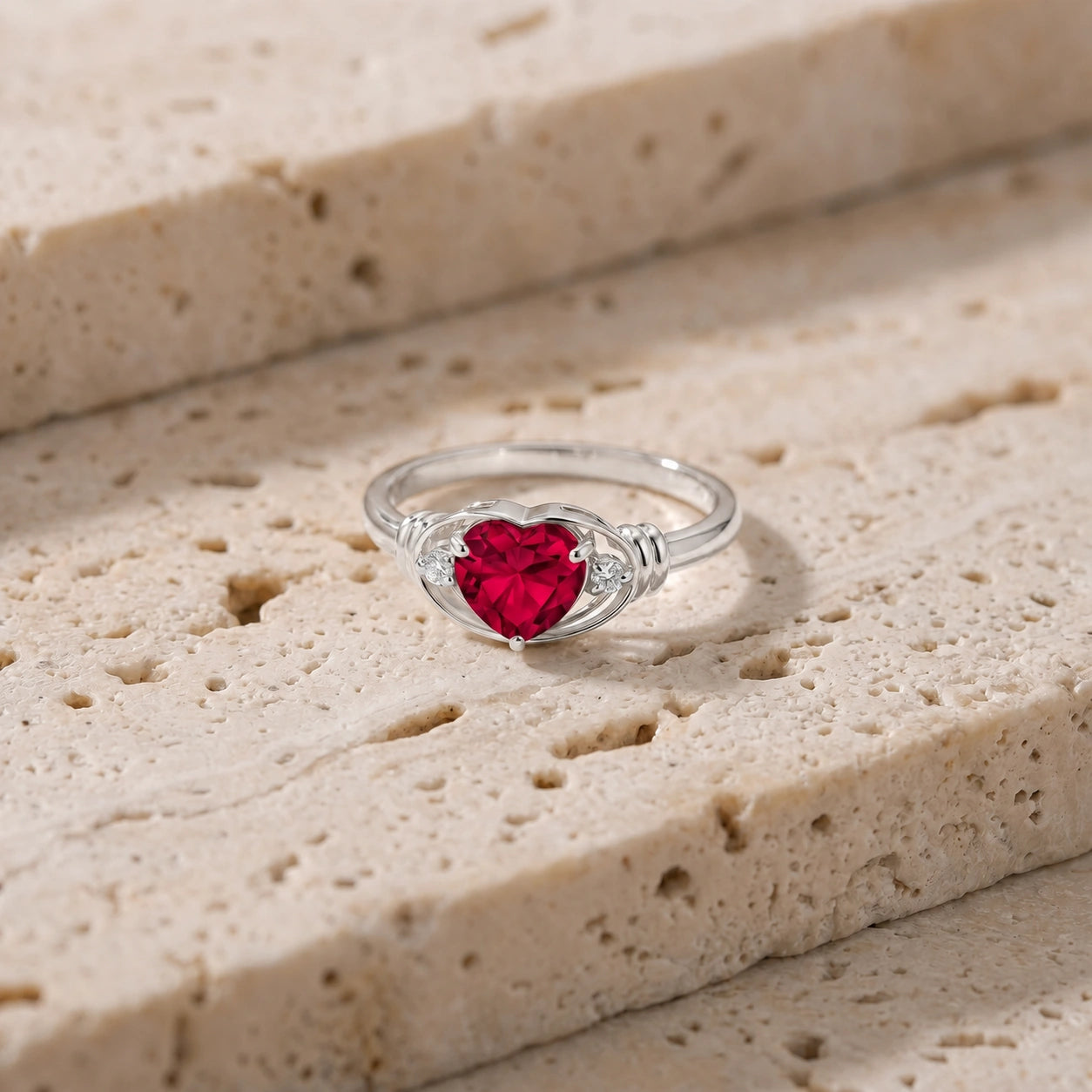 White Gold Belle Ring Ruby 10K — Pierina