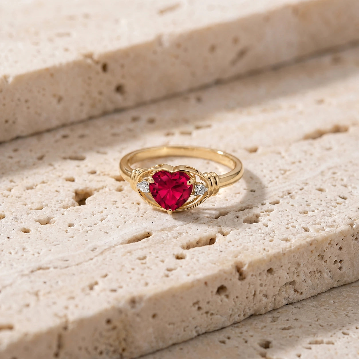 Yellow Gold Belle Ring Ruby 10K — Pierina