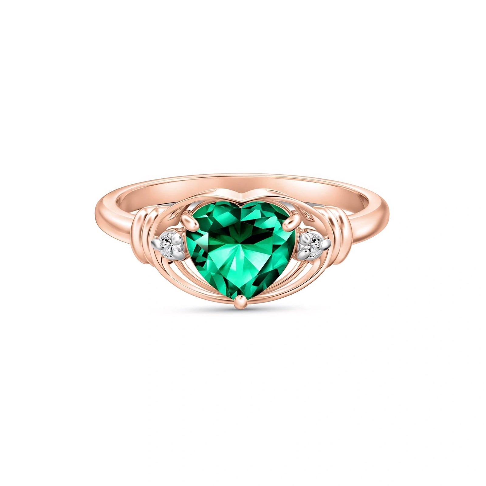Rose Gold Belle Ring Emerald 10K — Pierina