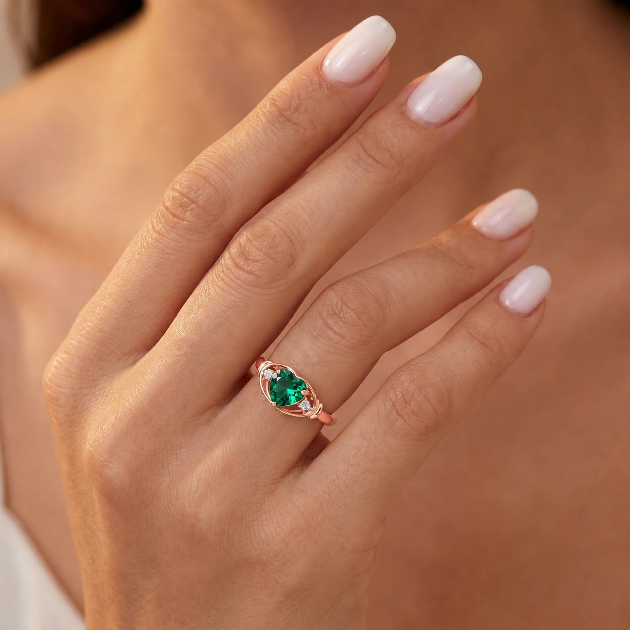 Rose Gold Belle Ring Emerald 10K — Pierina