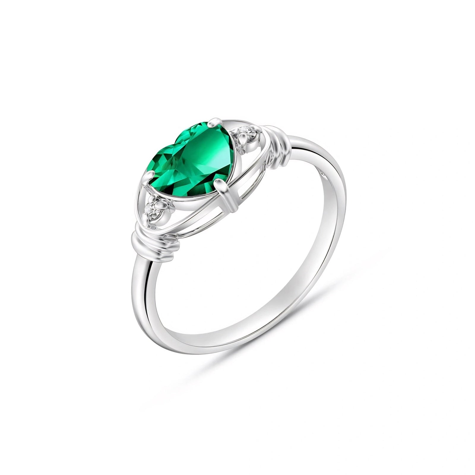 White Gold Belle Ring Emerald 10K — Pierina