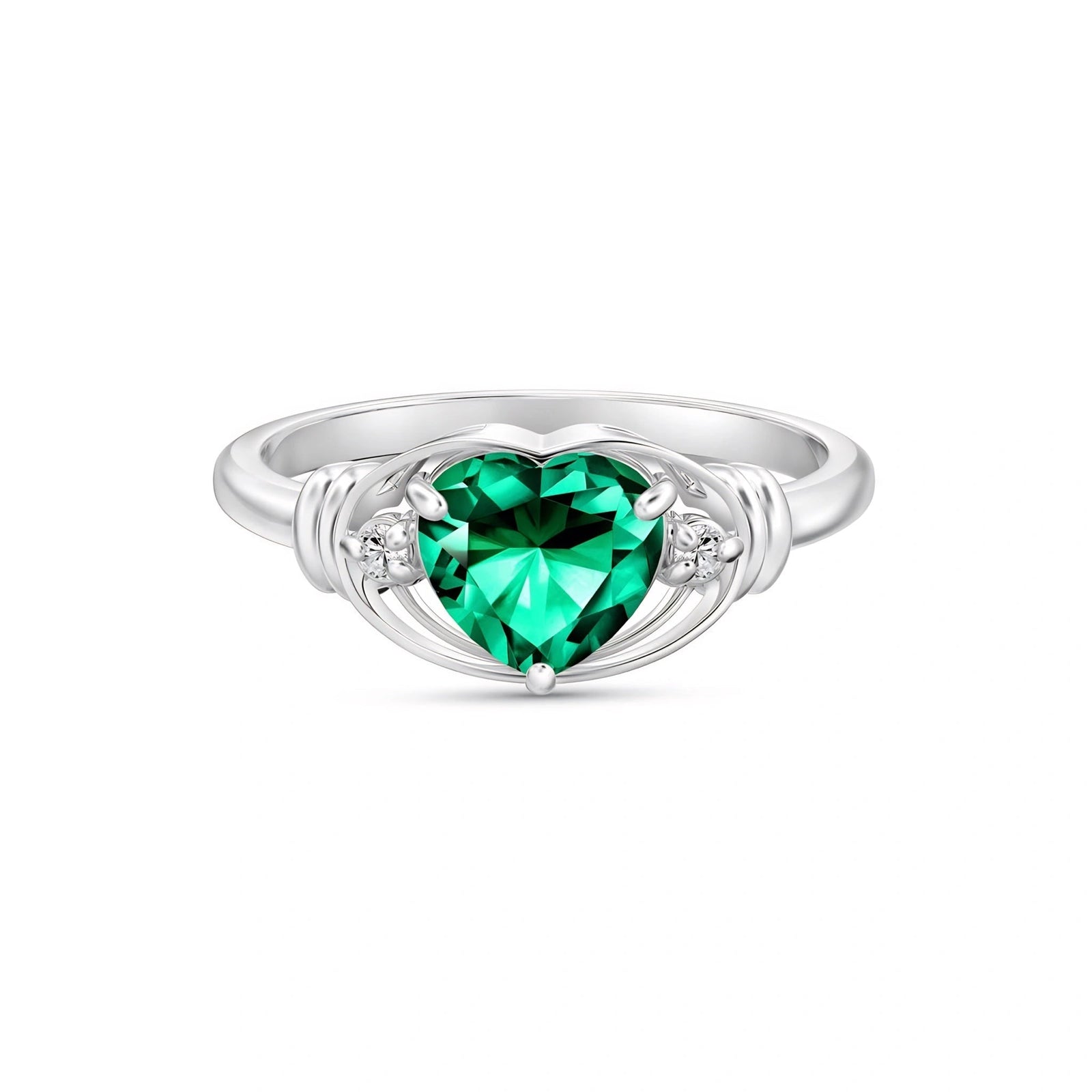 White Gold Belle Ring Emerald 10K — Pierina